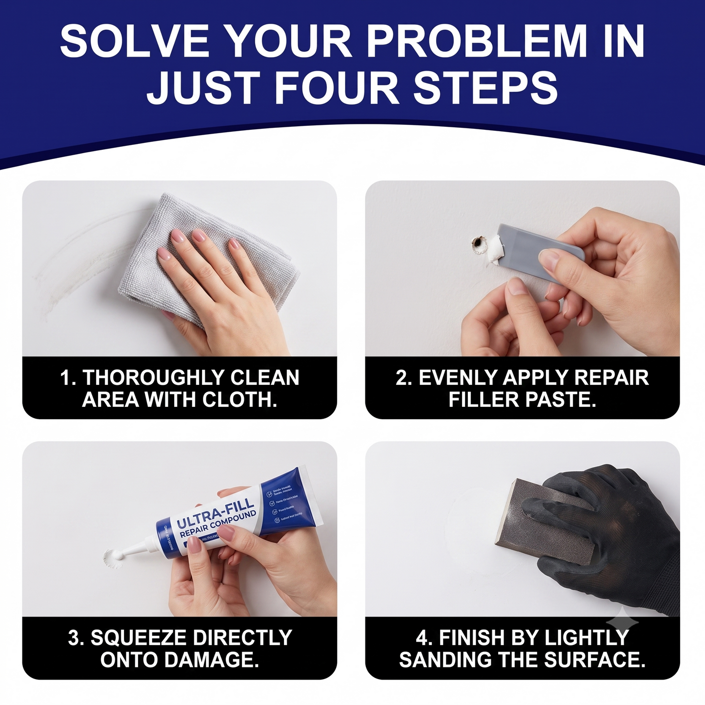 Instant Wall Repair Paste Kit – Quick Fix For Wall Holes, Cracks, & Scratches