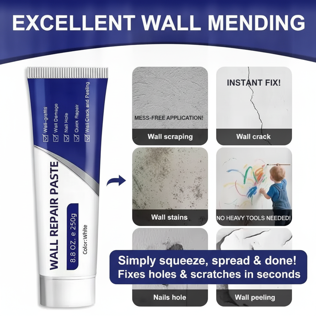 Instant Wall Repair Paste Kit – Quick Fix For Wall Holes, Cracks, & Scratches