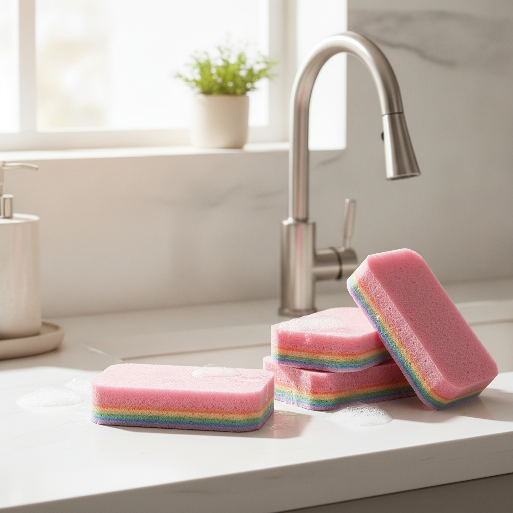 12-Layer Peelable Kitchen Sponges - Non-Scratch & Oil Resistant Microfiber - 5x3 inches
