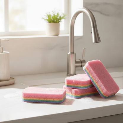 12-Layer Peelable Kitchen Sponges - Non-Scratch & Oil Resistant Microfiber - 5x3 inches