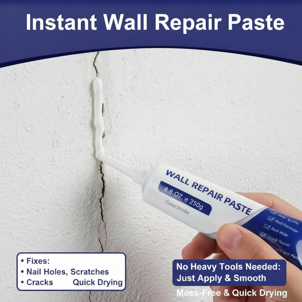 Instant Wall Repair Paste Kit – Quick Fix For Wall Holes, Cracks, & Scratches